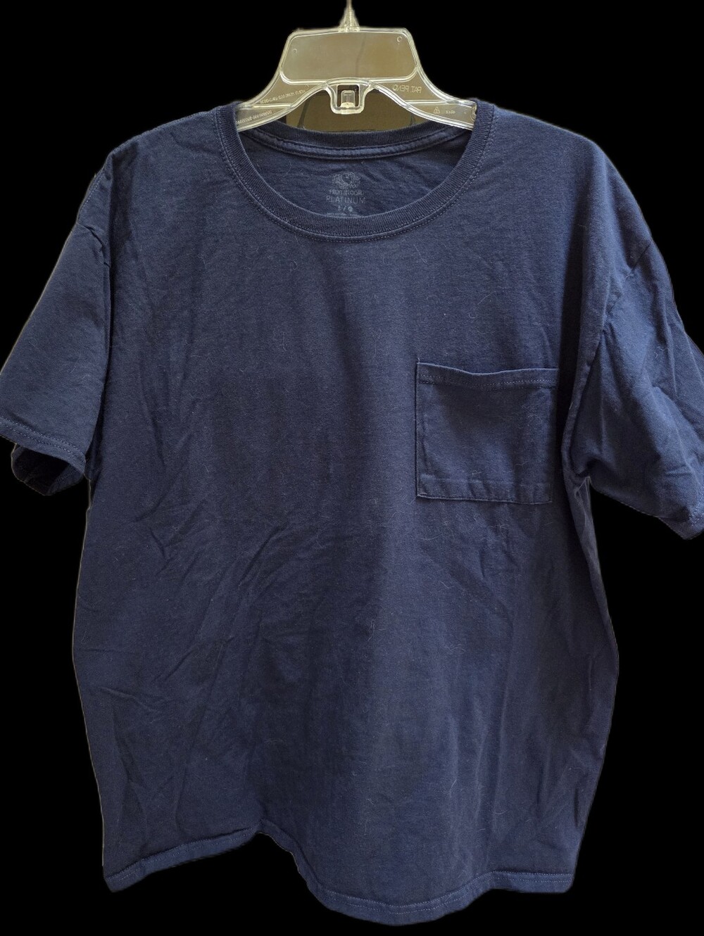 Fruit Of The Loom Men's Navy Pocket T-Shirt - Classic Crew Neck, L